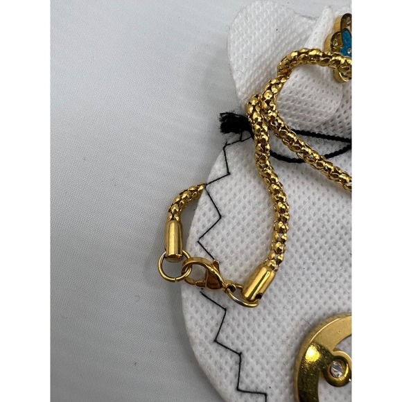 Brilho X Steel Butterfly Pandat Necklace Earrings Set Gold Tone - Picture 5 of 8